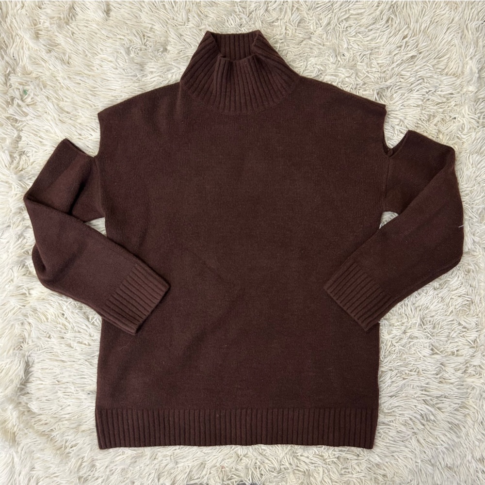 ◾️Oak + Fort Open Arm Ribbed Hem Oversized Turtleneck Sweater